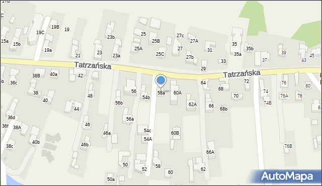 Poronin, Tatrzańska, 58a, mapa Poronin