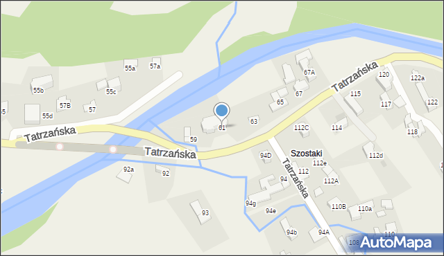 Poronin, Tatrzańska, 61, mapa Poronin