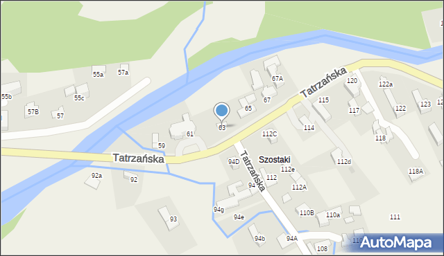 Poronin, Tatrzańska, 63, mapa Poronin