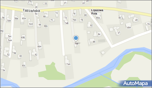 Poronin, Tatrzańska, 76B, mapa Poronin