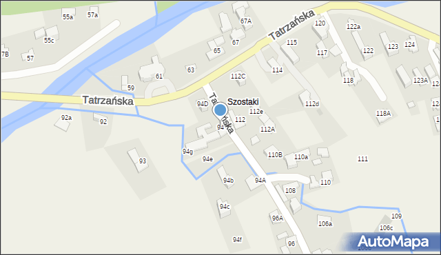 Poronin, Tatrzańska, 94, mapa Poronin