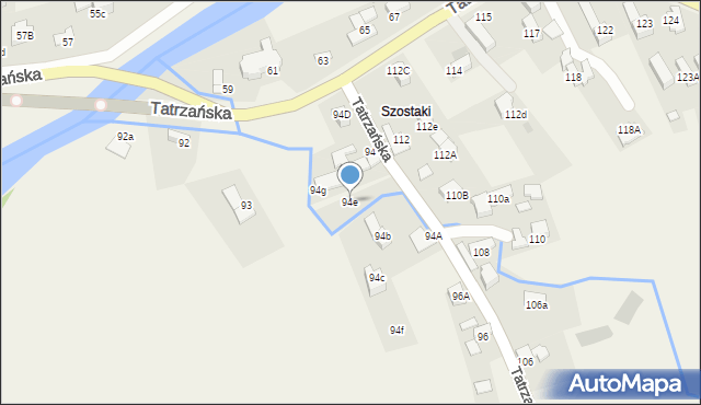 Poronin, Tatrzańska, 94e, mapa Poronin