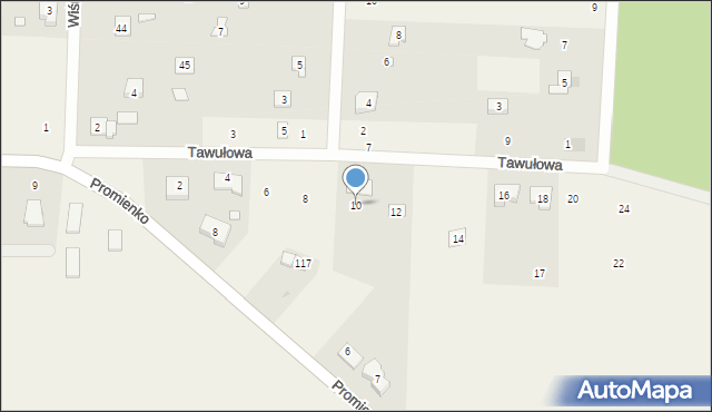 Promienko, Tawułowa, 10, mapa Promienko