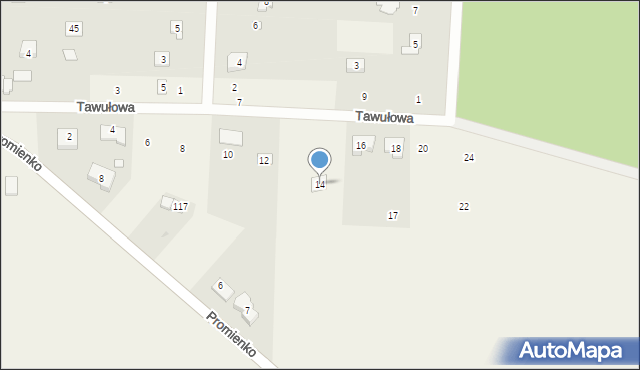 Promienko, Tawułowa, 14, mapa Promienko