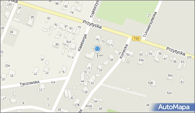 Radom, Taczowska, 3, mapa Radomia