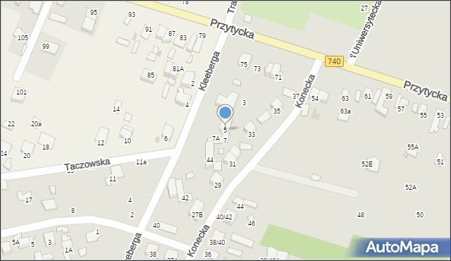 Radom, Taczowska, 5, mapa Radomia