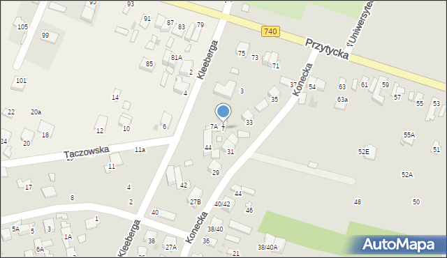 Radom, Taczowska, 7, mapa Radomia