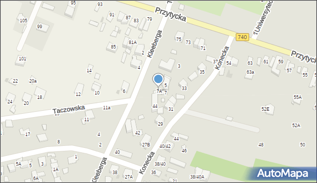 Radom, Taczowska, 7A, mapa Radomia