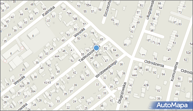 Radom, Tadeuszowska, 48, mapa Radomia
