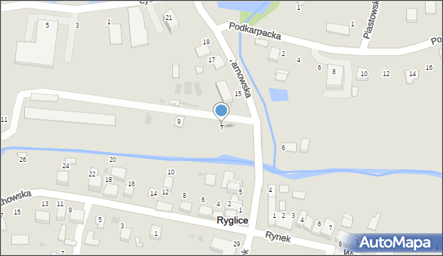 Ryglice, Tarnowska, 7, mapa Ryglice