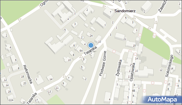 Sandomierz, Tatarska, 1, mapa Sandomierza