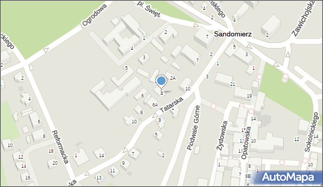 Sandomierz, Tatarska, 4, mapa Sandomierza