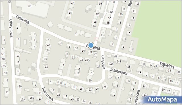 Sosnowiec, Tabelna, 18, mapa Sosnowca