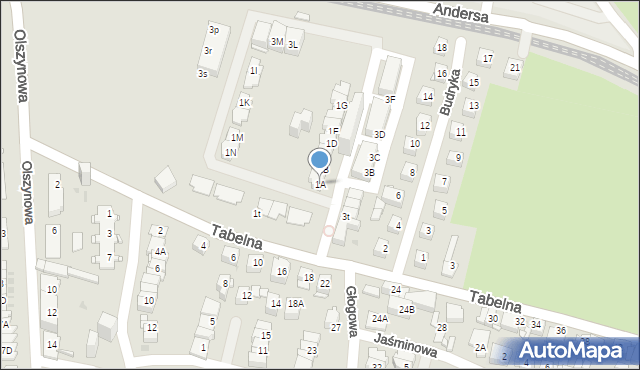 Sosnowiec, Tabelna, 1A, mapa Sosnowca