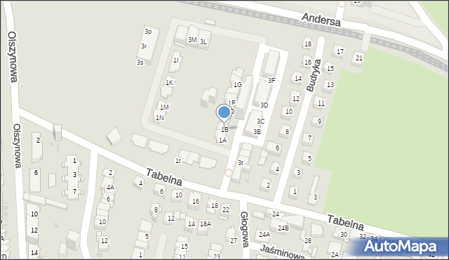 Sosnowiec, Tabelna, 1B, mapa Sosnowca