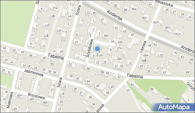 Sosnowiec, Tabelna, 23A, mapa Sosnowca