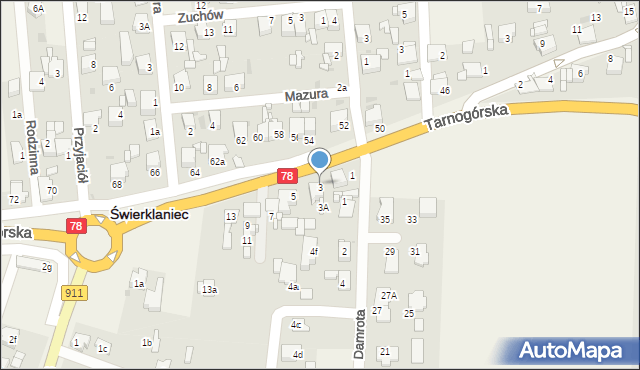 Świerklaniec, Tarnogórska, 3, mapa Świerklaniec