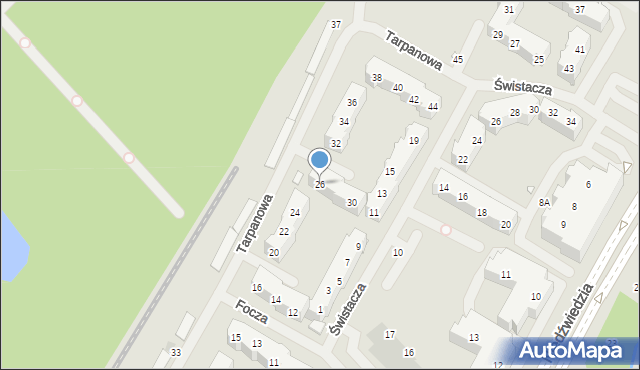 Szczecin, Tarpanowa, 26, mapa Szczecina