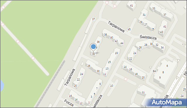 Szczecin, Tarpanowa, 32, mapa Szczecina