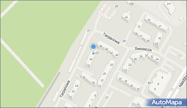 Szczecin, Tarpanowa, 36, mapa Szczecina