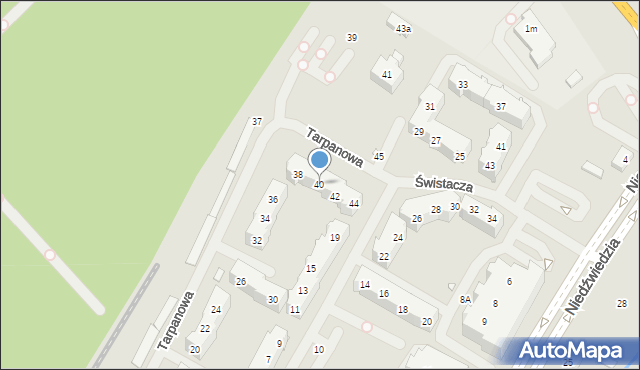 Szczecin, Tarpanowa, 40, mapa Szczecina