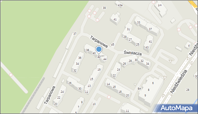 Szczecin, Tarpanowa, 42, mapa Szczecina