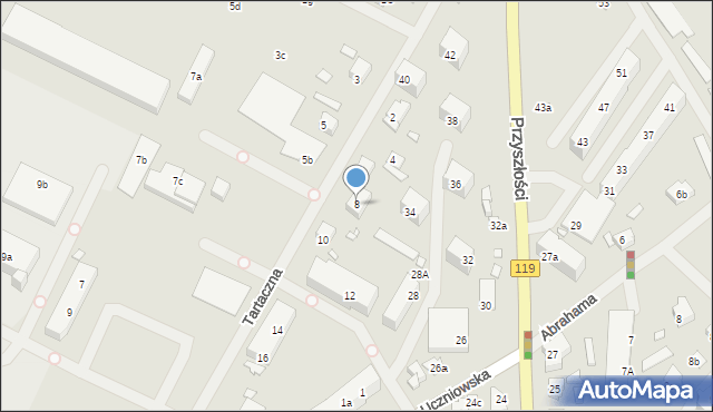 Szczecin, Tartaczna, 8, mapa Szczecina