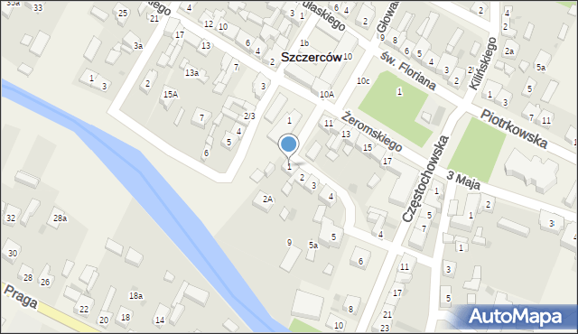 Szczerców, Targowa, 1, mapa Szczerców