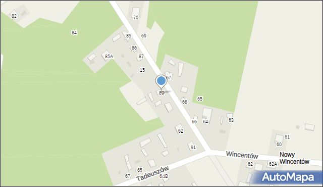 Tadeuszów, Tadeuszów, 89, mapa Tadeuszów