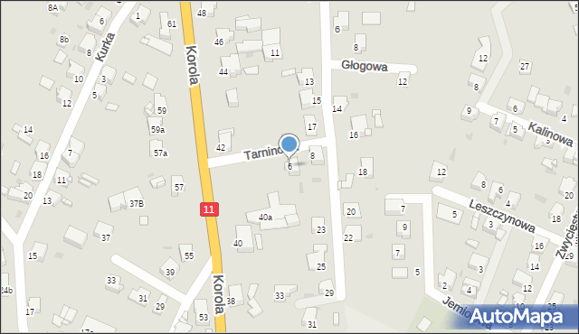 Tarnowskie Góry, Tarninowa, 6, mapa Tarnowskie Góry