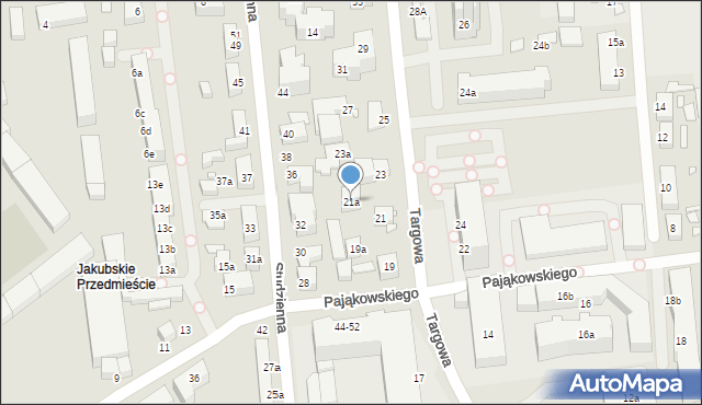 Toruń, Targowa, 21a, mapa Torunia