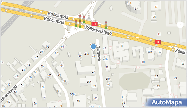 Toruń, Targowa, 49B, mapa Torunia