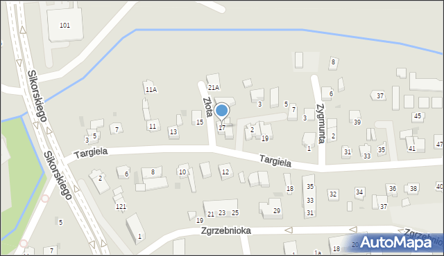 Tychy, Targiela Jana, 17, mapa Tychów