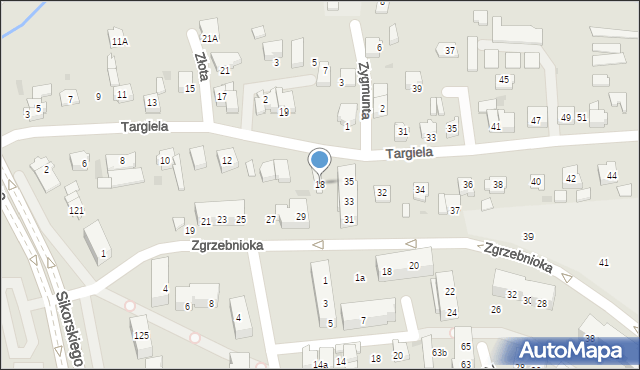 Tychy, Targiela Jana, 18, mapa Tychów