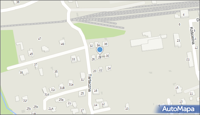 Ustroń, Tartaczna, 28, mapa Ustroń