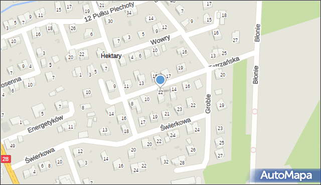 Wadowice, Tatrzańska, 12, mapa Wadowice