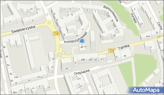 Warszawa, Tamka, 40, mapa Warszawy