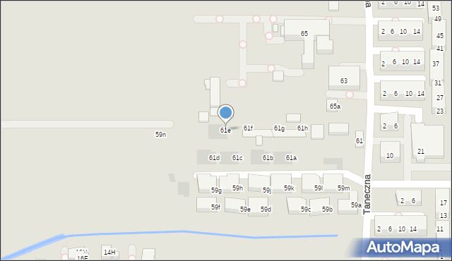 Warszawa, Taneczna, 61e, mapa Warszawy