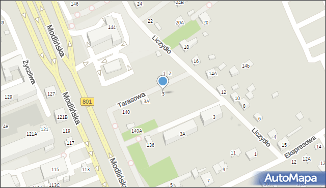 Warszawa, Tarasowa, 3, mapa Warszawy