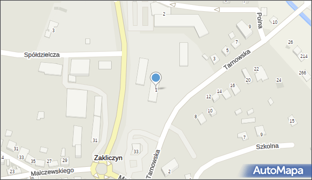 Zakliczyn, Tarnowska, 1, mapa Zakliczyn