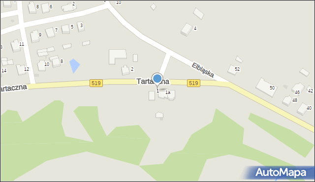 Zalewo, Tartaczna, 1, mapa Zalewo