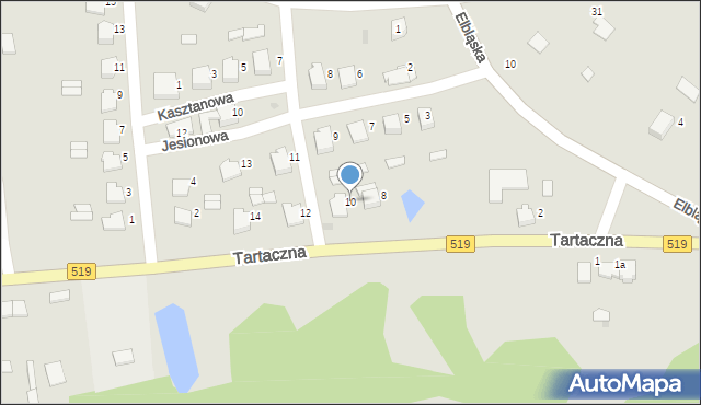 Zalewo, Tartaczna, 10, mapa Zalewo