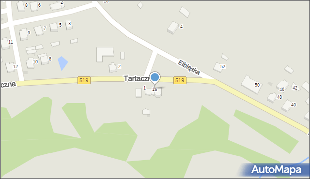 Zalewo, Tartaczna, 1a, mapa Zalewo