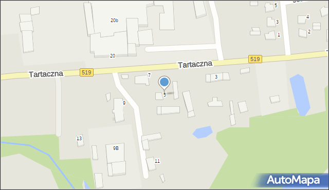 Zalewo, Tartaczna, 5, mapa Zalewo