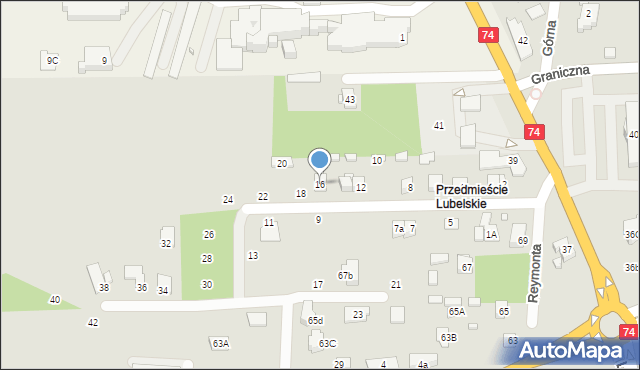 Zamość, Tartaczna, 16, mapa Zamościa