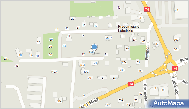 Zamość, Tartaczna, 19, mapa Zamościa