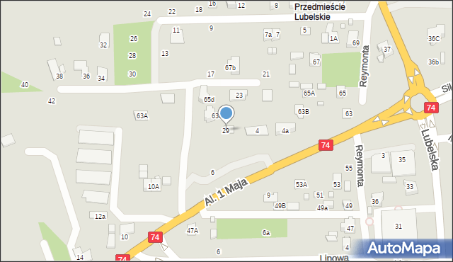 Zamość, Tartaczna, 29, mapa Zamościa