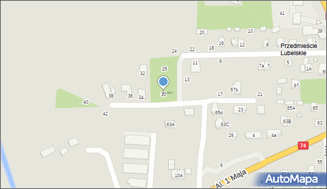 Zamość, Tartaczna, 30, mapa Zamościa