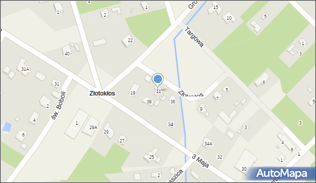 Złotokłos, Targowa, 11, mapa Złotokłos