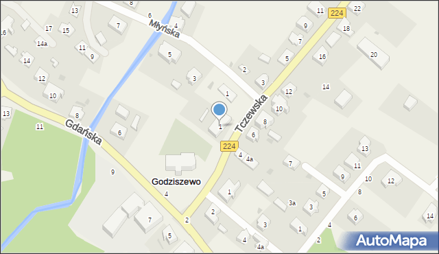 Godziszewo, Tczewska, 1, mapa Godziszewo